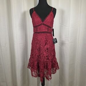 Lulus Red Lace Fit & Flare Dress NWT Size Medium